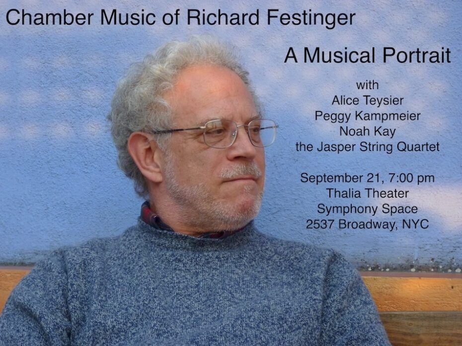 Head shot of artist Richard Festinger on blue background.