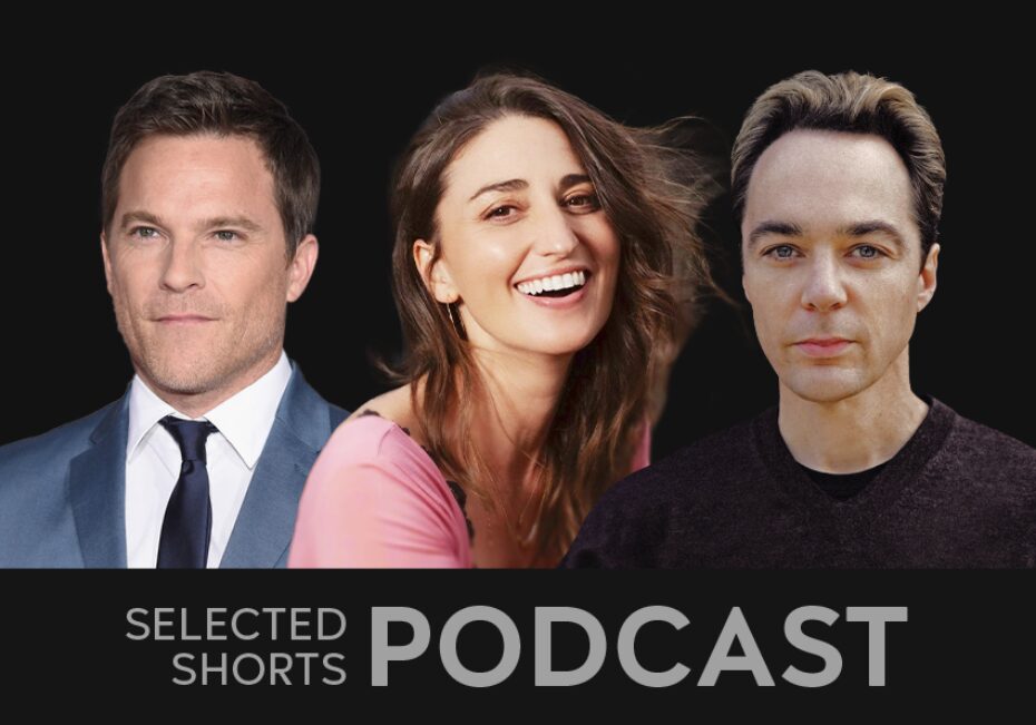 Mike Doyle, a smiling man with short hair wearing a suit and tie, Sara Bareilles, a smiling woman with long dark hair, and Jim Parsons, a man with short dark hair.